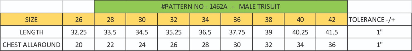 Male Trisuit New -Ed 2024 (Follow size chart 2nd image )