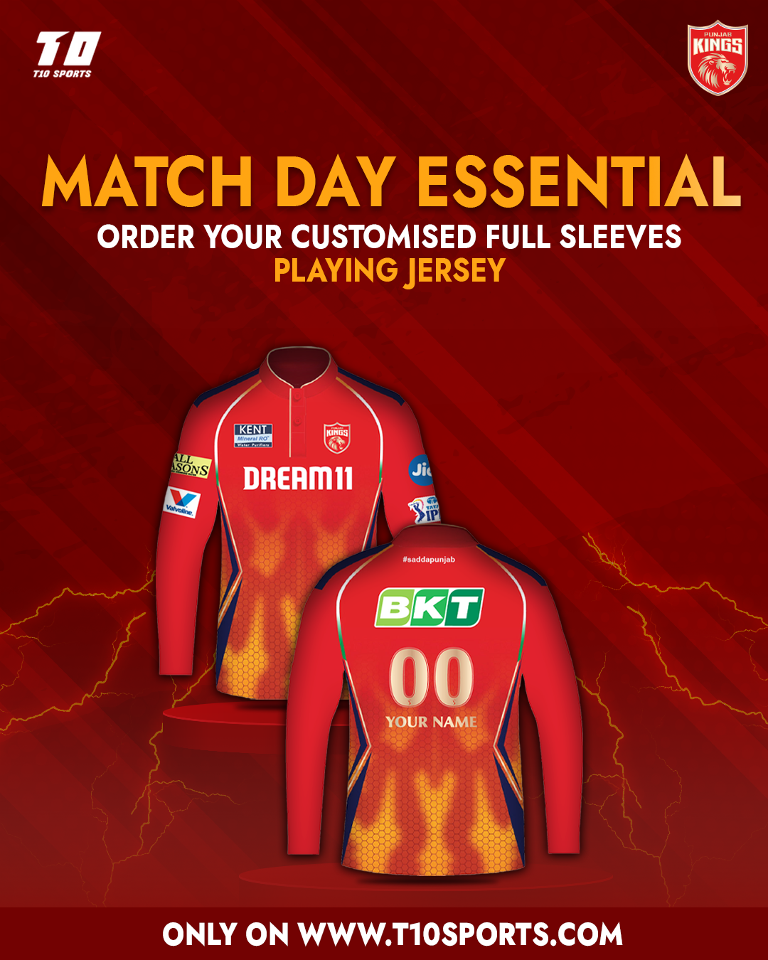 Full sleeve player's Jersey - Punjab Kings