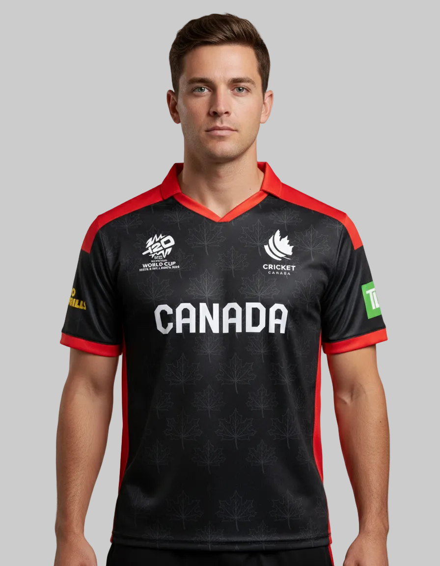 Canada 2026 T20 World Cup Half Sleeves Cricket Fan Jersey - 100% Dryfit Polyester - With Name Personalization