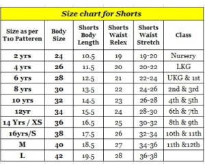 Body Size Chart - T10 Sports