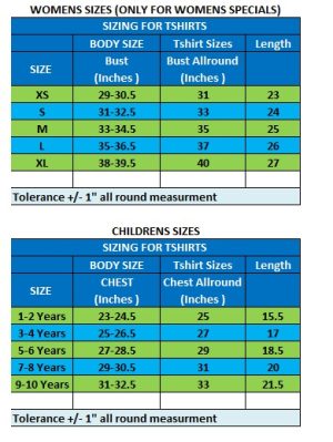 Body Size Chart - T10 Sports